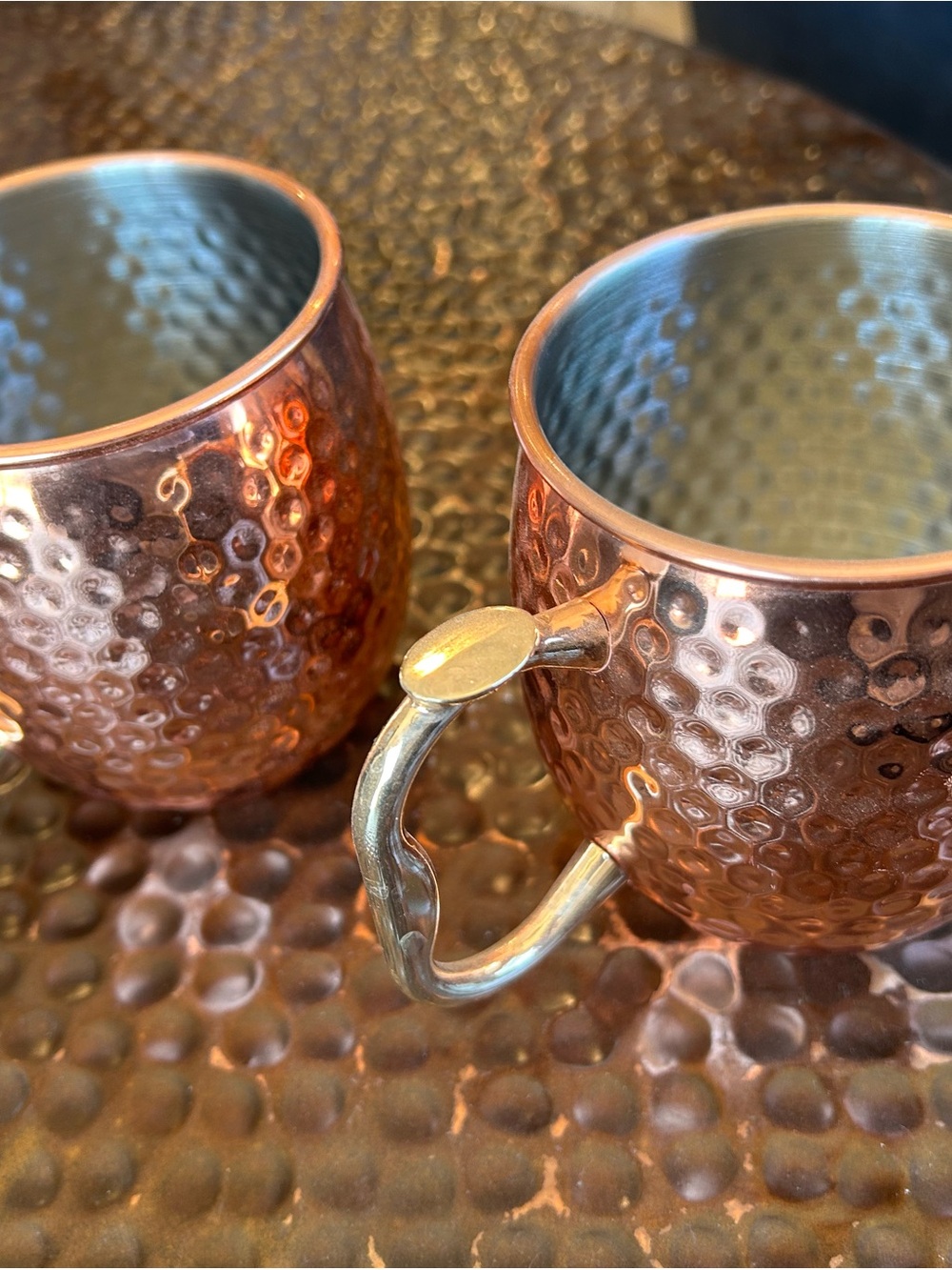 Copper Hammered Moscow Mule Mugs set of 2- Copper Finish - Picture 2 of 5